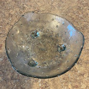 Hobnail Dewdrop Footed Glass Accent Candy Dish Bowl Textured Light Green DARUE